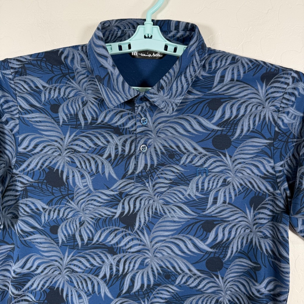 Travis Mathew Polo Shirt Mens Medium‎ Golf Stretch Floral Palms Print AOP